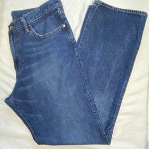 Gap 1969 Easy Fit Jeans Men's 34x32 Blue Stonewash with Feathering